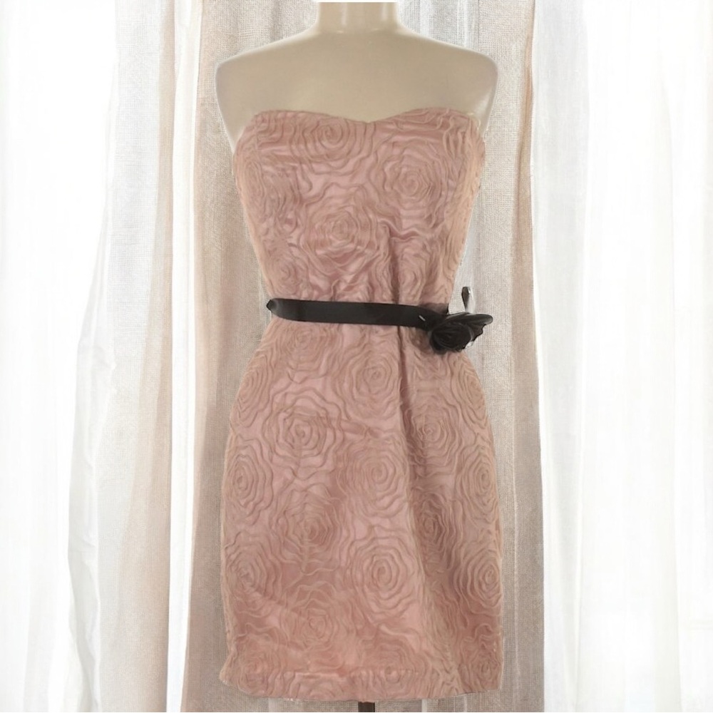 NWT Teeze Me Strapless Rose-Textured Mini Dress in Blush | Size 9